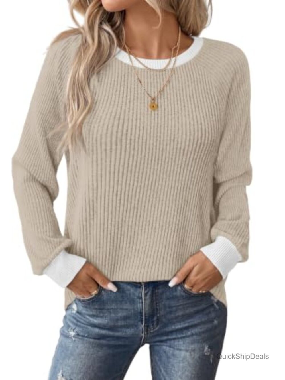 Women's Long Sleeve Sweater Shirt Fall Chunky Knit Pullover Cozy Tunic